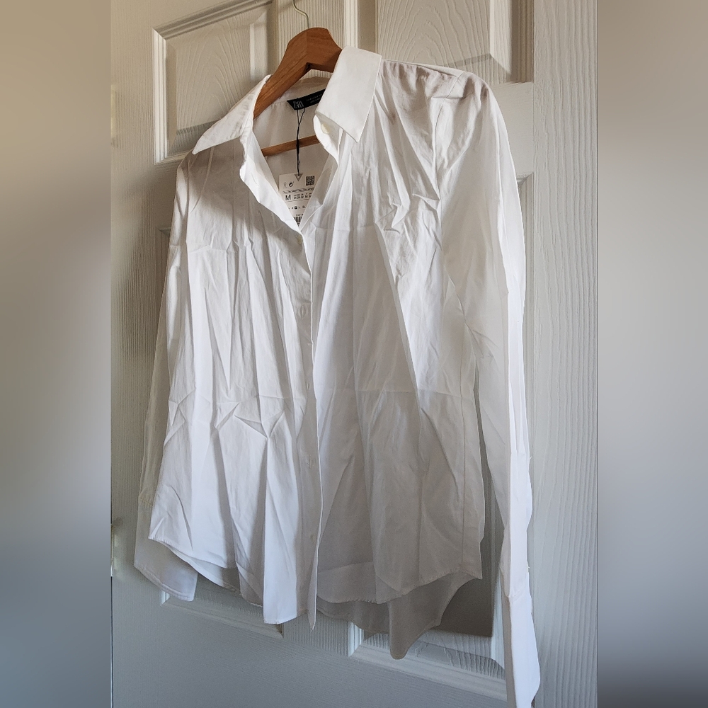 Zara Crisp White Button-Up Shirt - Picture 3 of 5